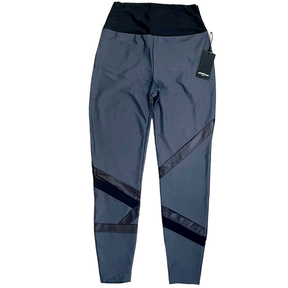 Lanston Sport STD Grant Geo Block Legging - Fog Gray w/Black - Large - $128